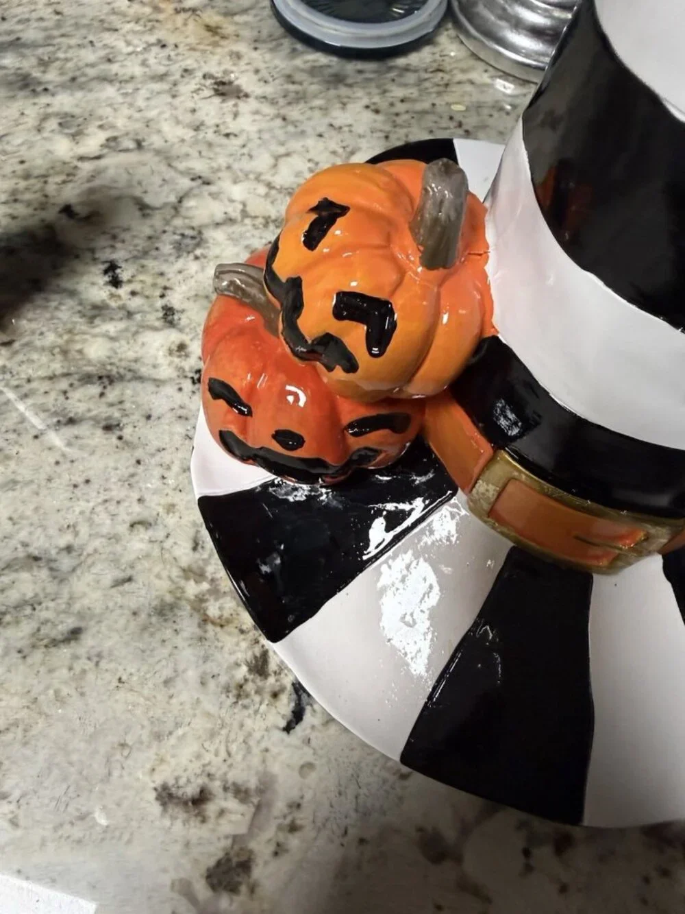 Black & White Striped Witch Hat Halloween Décor McKenzie Inspired Tabletop New